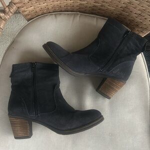 Taos Standout Navy Embossed Suede Ankle Boots